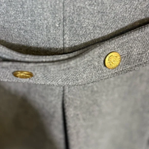 J. Crew Pea Coat Stadium Cloth Nello Gori Gray Gold Button Jacket size 8‎ - Picture 4 of 12